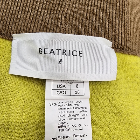 [ BEATRICE b.]- WOMEN'S size 6, tan- brown/Yellow  pull on WOOL WIDE LEG TROUSER - Picture 3 of 16